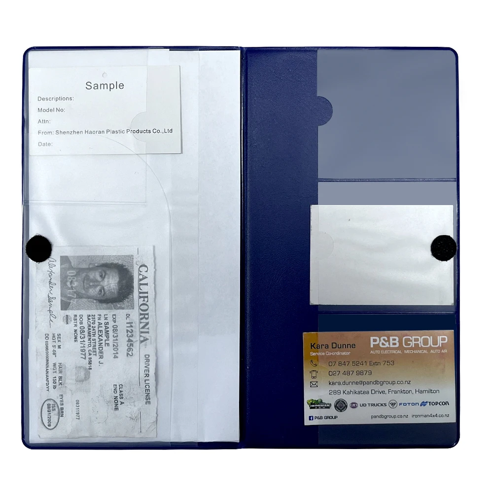 Custom Plastic PVC Car  Registration  and Insurance Holder Vehicle Registration Porta Document Holder Car  Handbook Wallet