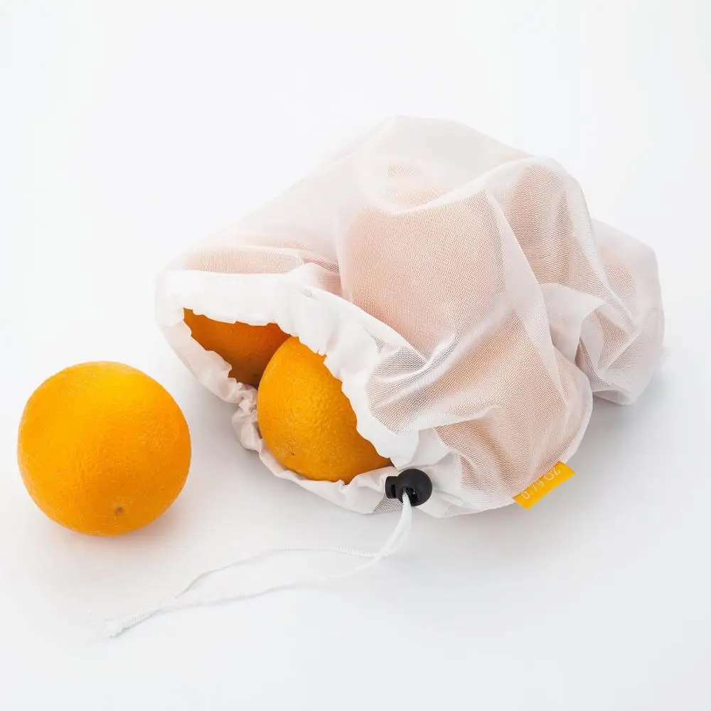 
Custom Logo Eco Friendly Vegetable Fruit Shopping Drawstring Bags Reusable rPET Mesh Bag 