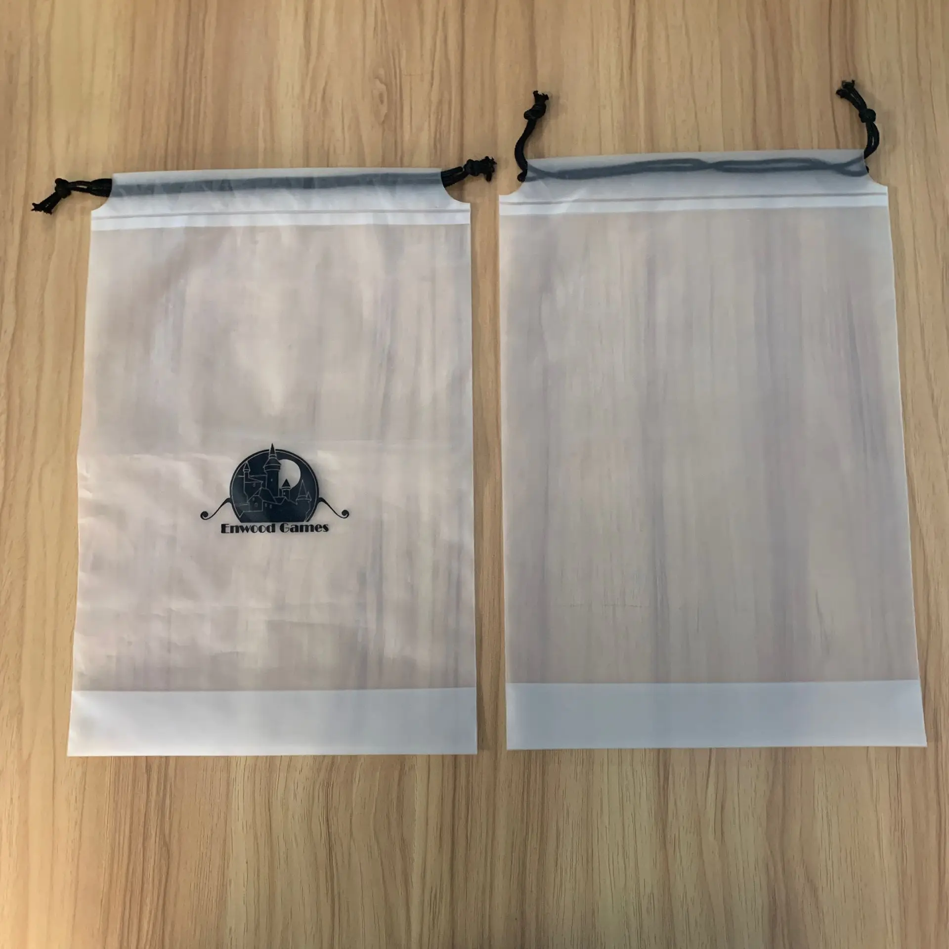 Custom Logo Printed Large PVC plastic Transparent Frosted Drawstring Bag Makeup Draw String Pouch Gift Packaging Bag