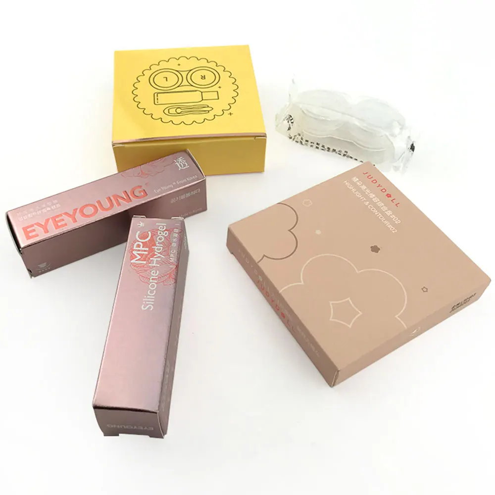 Custom Logo Folded Card Paper Yellow Biscuit Shape Paper Boxes For Contact Lenses
