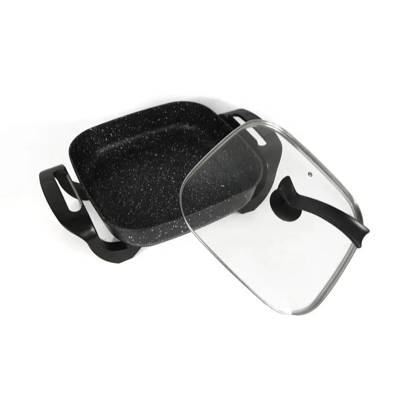 hot selling portable Korean style nonstick square 5L electric cooker healthy electric caldron frying pan flat bottom pan