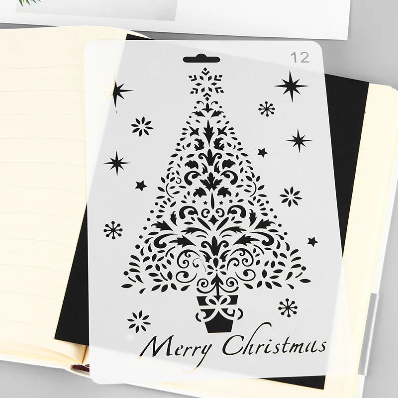 DIY Merry Christmas Stencils For Painting Drawing Template Drawing Ruler for Planners Scrapbook Stencils For Painting