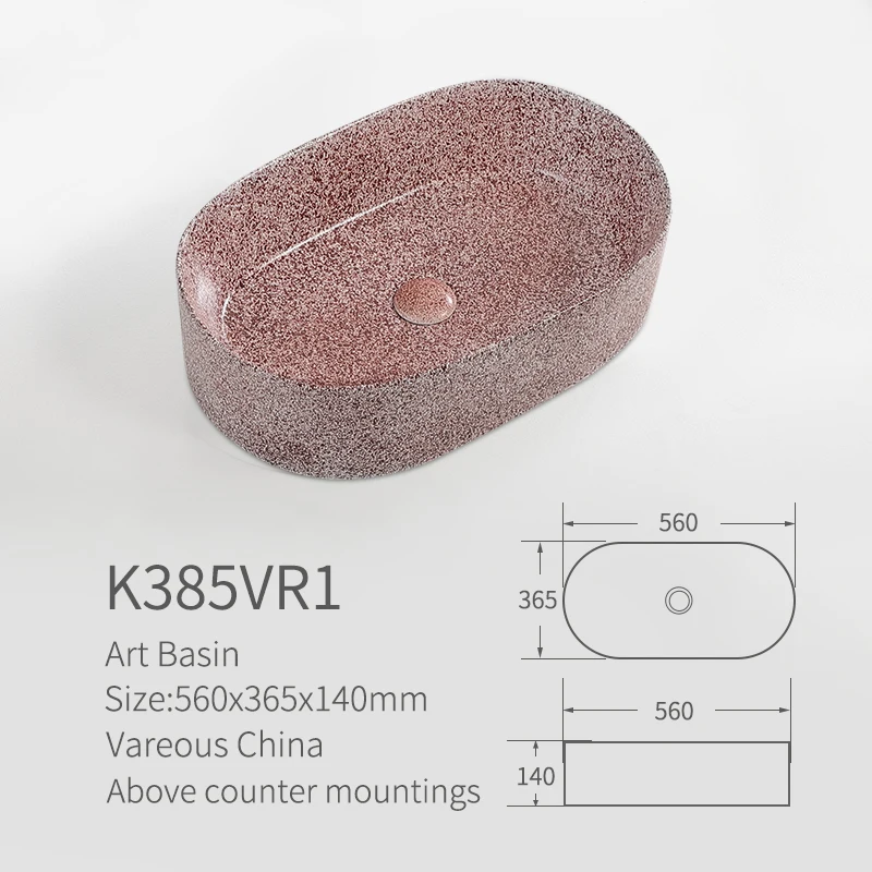decoration style art wash basin table top art basin luxury oval shape ceramic bathroom sink