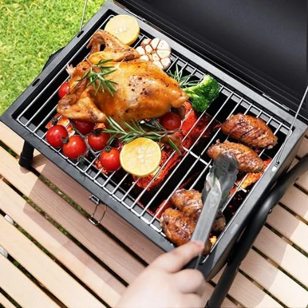 Practical Portable Charcoal Grill Tabletop Outdoor Barbecue Smoker, Small BBQ Grill for Outdoor Cooking