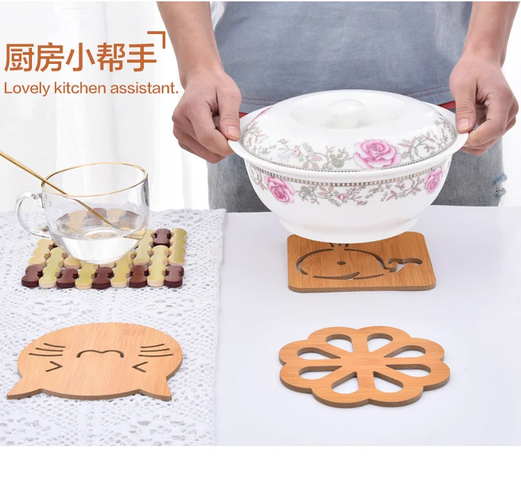 Household bamboo tablemat thermal insulation mat table mat square round bowl cup mat