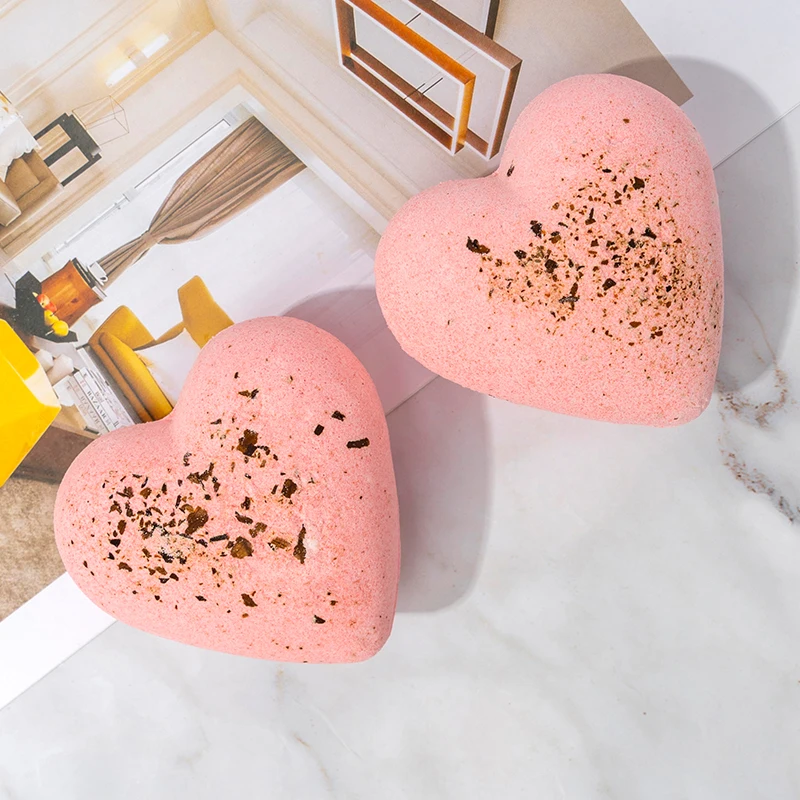 Private Label Luxury Organic Bath Bombs Heart Bath Bombs With Dried Flowers