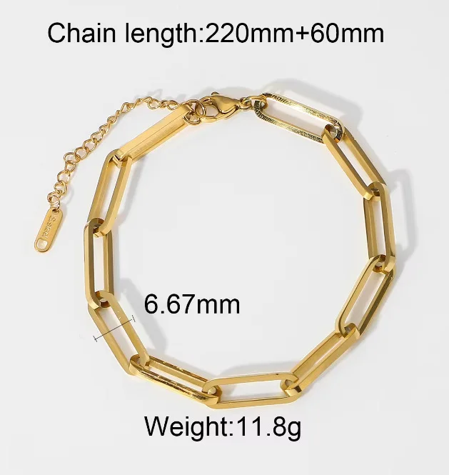 Wholesale Stainless Steel 18K Gold Plated Miami Cuban Chain Bangle Flat Snake Stacking Fashion Jewelry Bracelets & Bangles