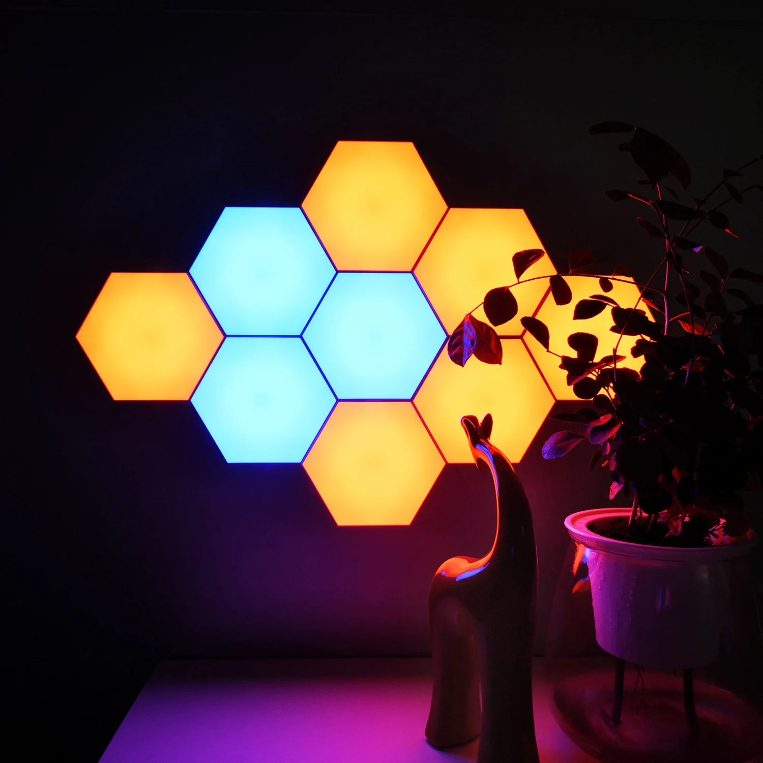 Smart Wall-Mounted Touch-Sensitive DIY Geometric Modular Assembled RGB led Colorful Light for Christmas With USB-Power