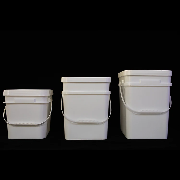 20 Liter square plastic bucket, 5 gallon square pails with handle with lid for sale