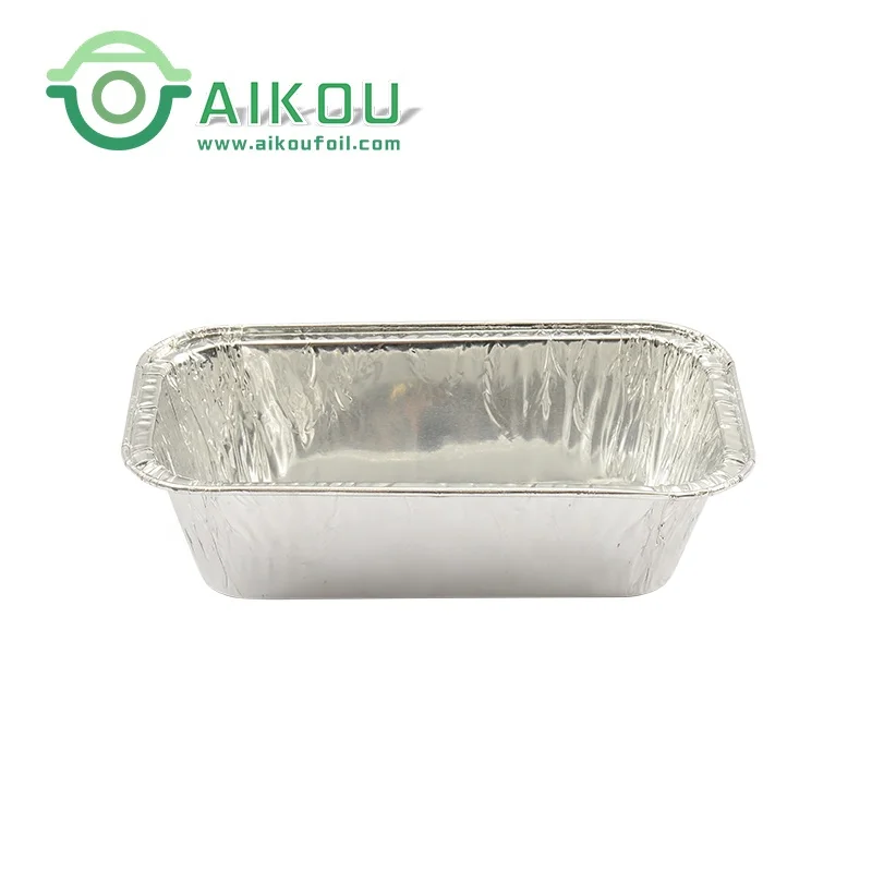Silver 450ml rectangle disposable lunchbox microwave oven safe aluminum foil container barbecue sizes foil loaf pan with lid