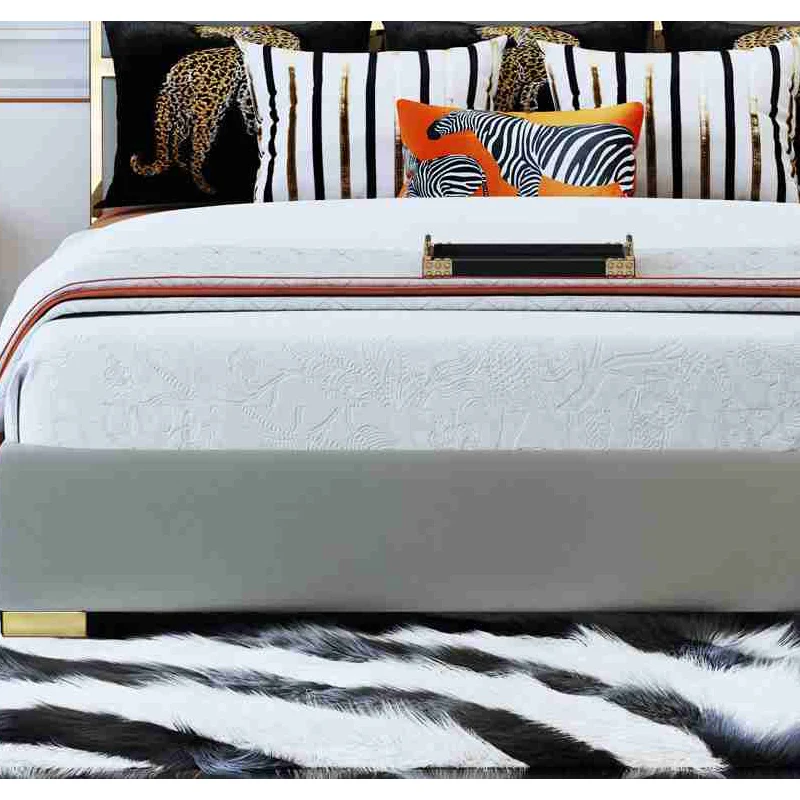 modern luxury bedroom furniture upholstered real leather italian bed