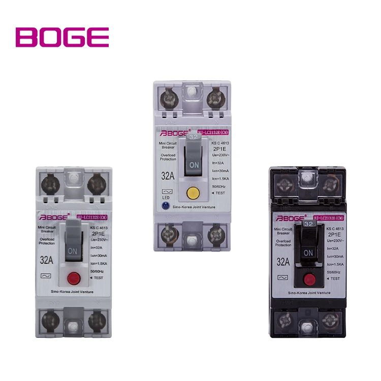 BOGE корейский переключатель rcbo rccb 32 А Электрический автоматический выключатель утечки заземления со светодиодом для