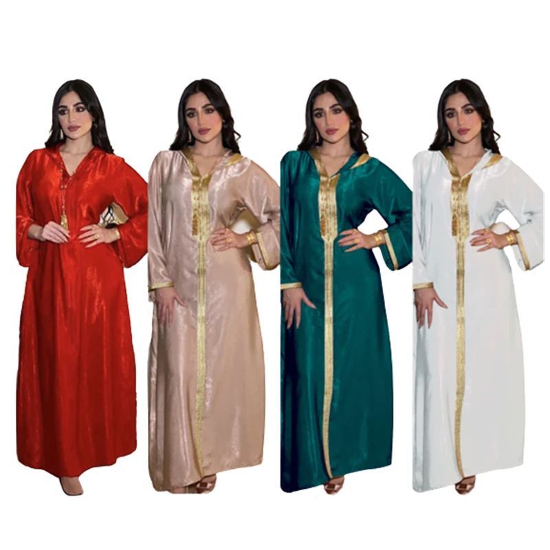 Indonesia Muslim Traditional African Women Hooded Dress Kaftan Women Long Sleeve Lace Suede Islamic Clothing