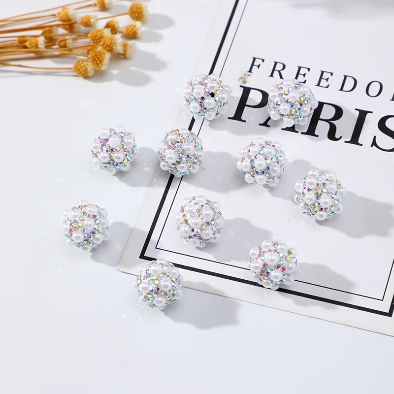 Wholesale 16mm Loose Beads Resin Rhinestone Beads Ball Straight Hole Drill Ball Crystal Beads