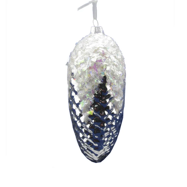 Sliver vintage pine cone christmas ornament parts,hanging mercury glass pinecone ornament bauble