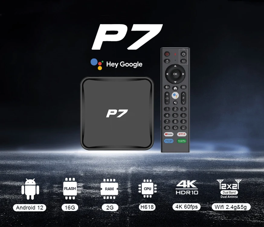 Fast android 12 tv box P7 factory customized Android Allwinner H618 steaming tv box internet WIFI 6 Smart Box voice remote