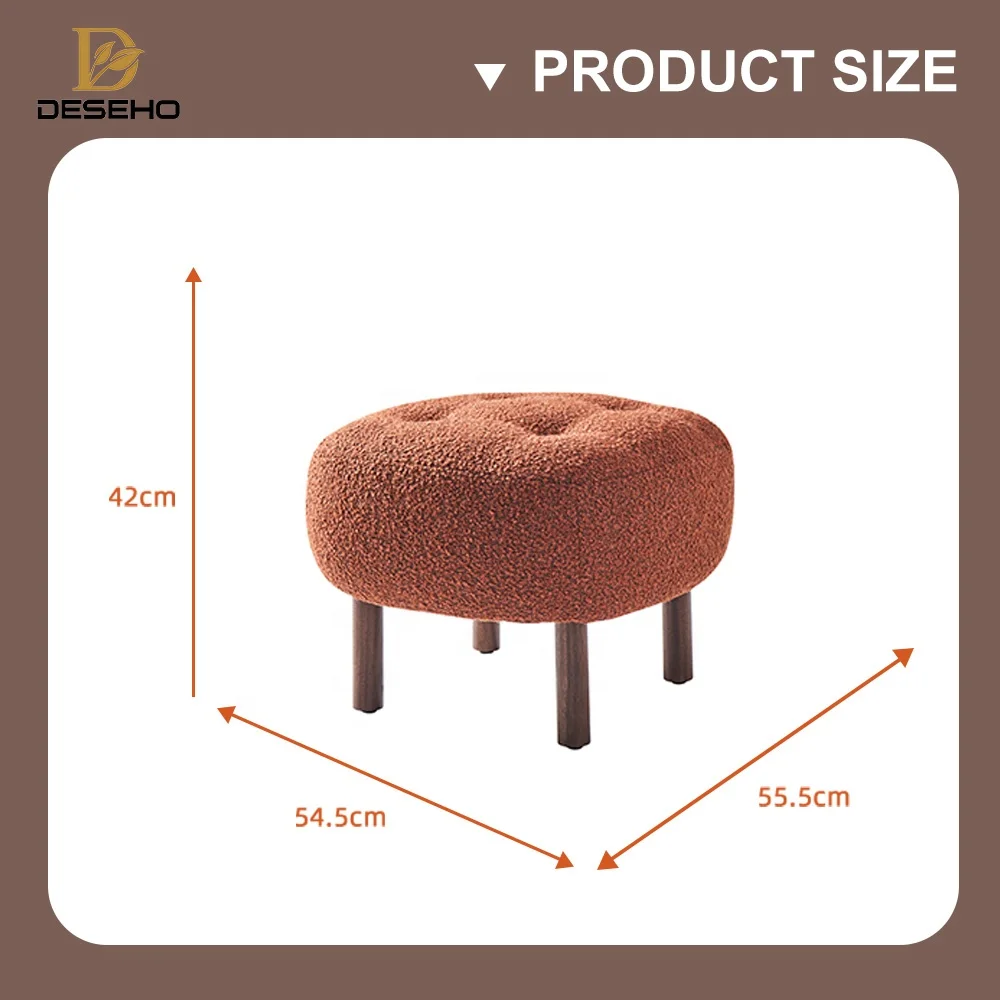 New Design Faux Fur Ottoman Cube Shape Woven Pouf Stool Velvet Upholstered Seat For Home Dining Home Office Villa