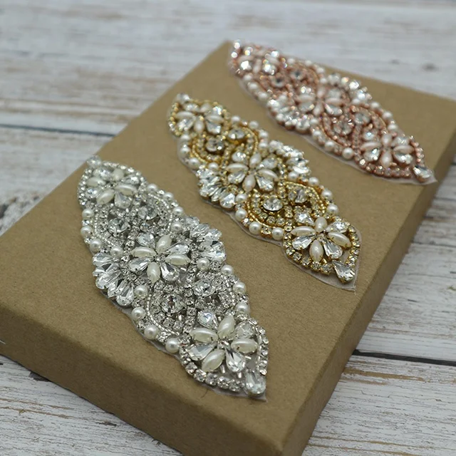 rose gold sewing crystal rhinestone pearl applique,DIY Wedding Belt Sash handmade Crystal Pearl Bling Rhinestone Applique