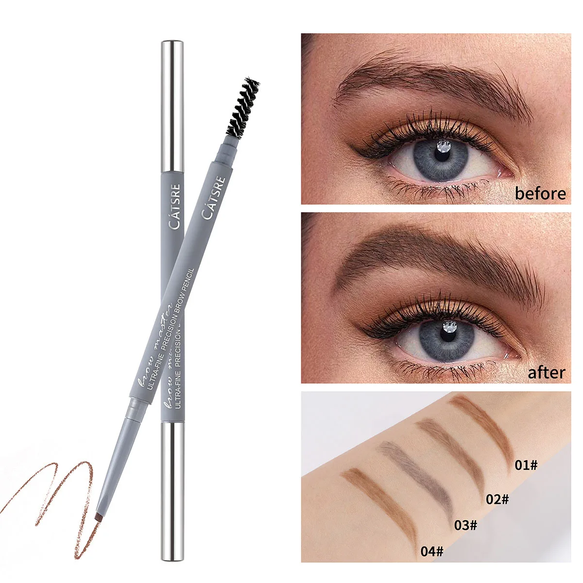 Double headed extremely thin triangular eyebrow pencil set wholesale eyebrow powder cream hard core