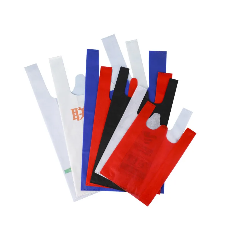 Custom Wholesale Portable Polypropylene Woven Bag Foldable PP Reusable Non Woven T-shirt Vest Bag