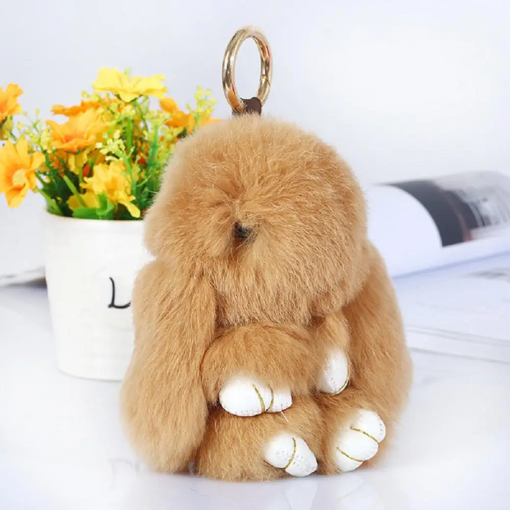 Праздничный Рождественский подарок на день рождения H706, подвесной брелок для автомобиля в виде кролика, подвеска для сумки, пушистый помпон, плюшевый брелок в виде кролика