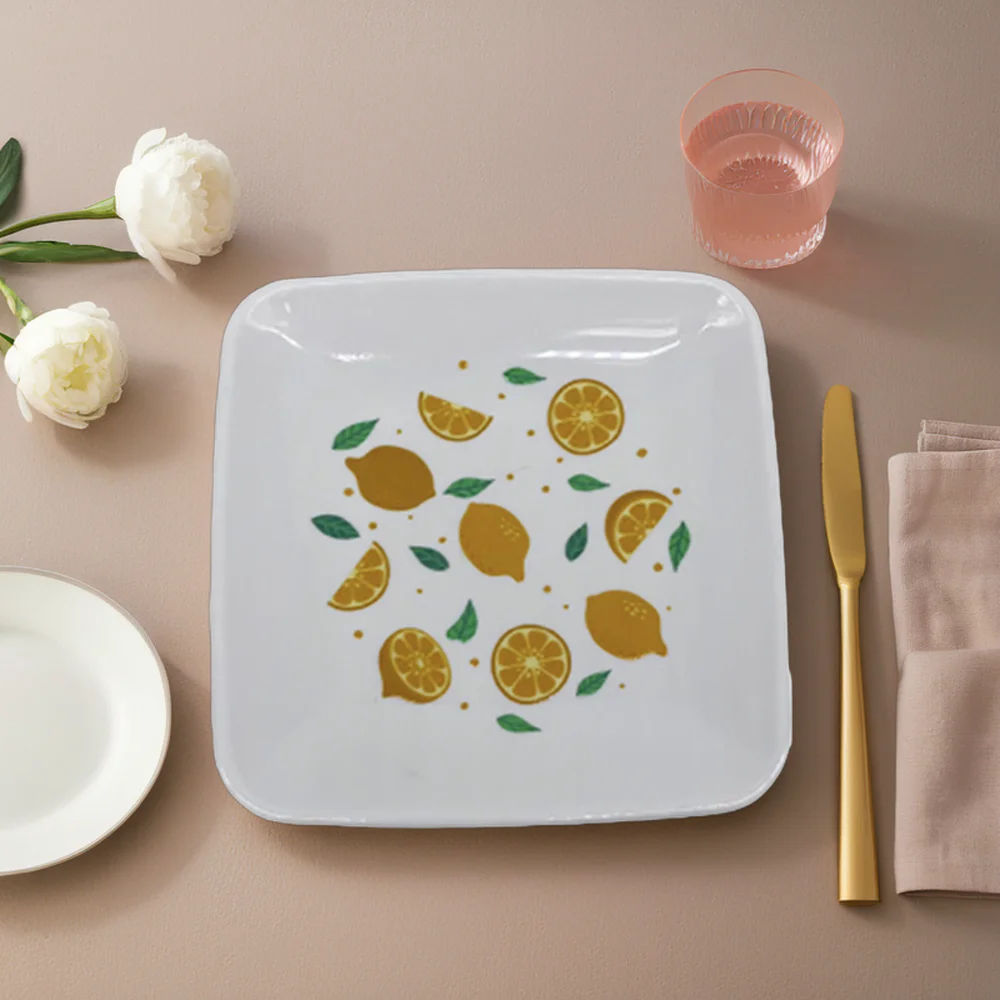 Most Popular Melamine Tray White Plastic Tray Square Plate Cake Dessert Dinner Plate
