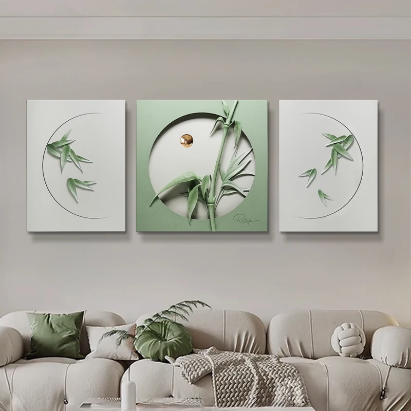 3D wall decoration with light-Using bamboo elements-European custom modern living room wall home decoration decor