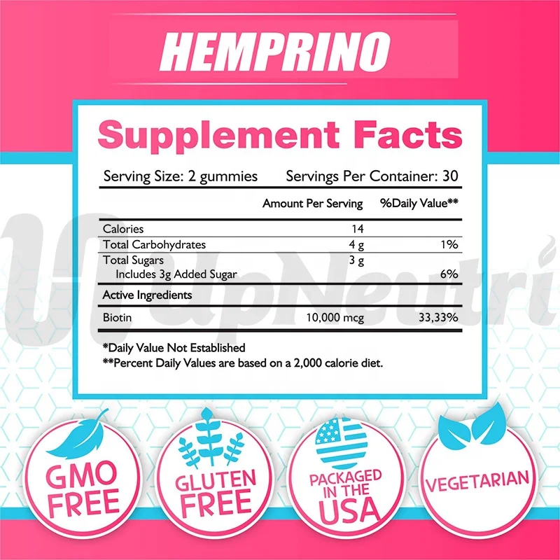 Private Label Biotin Gummies and Vitamins for Fast Hair Growth and Promote Nail and Skin Bear Gummy