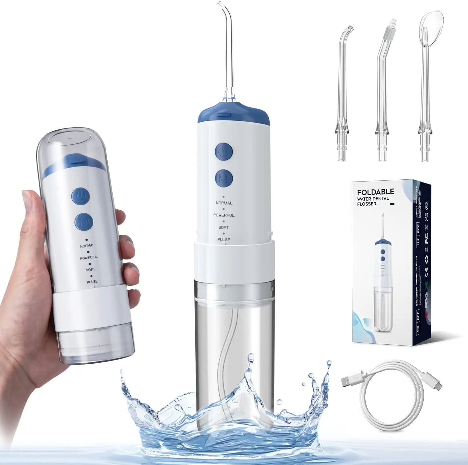 USB Rechargeable Oral Irrigator Water Flosser Portable Dental Water Jet 200ML Water Tank Waterproof  Teeth Cleaner