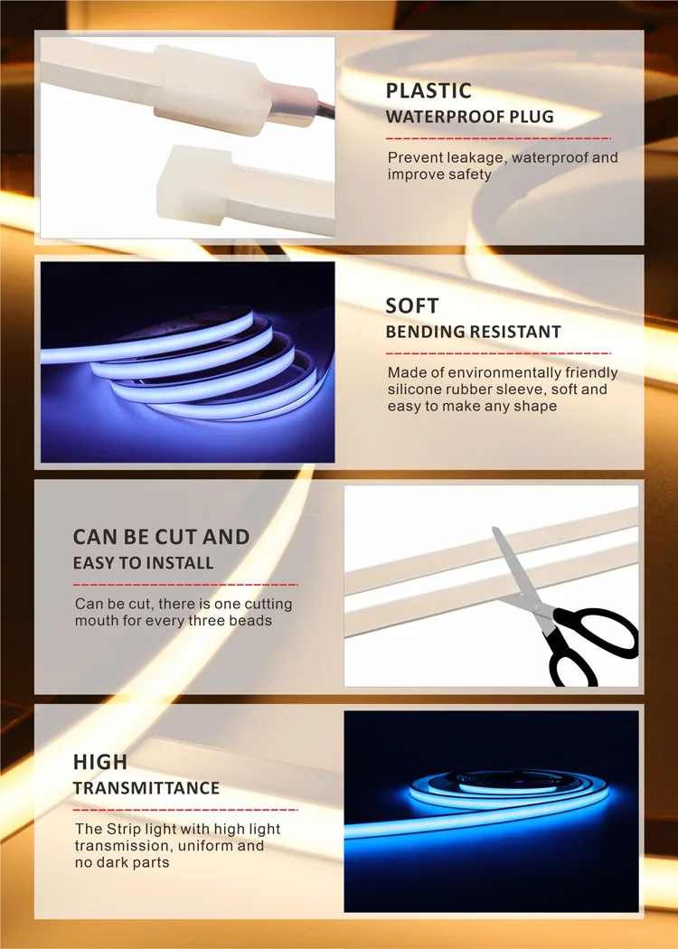 .Aglare China factory 5m 24v cob lighting cob led strip light for decoration