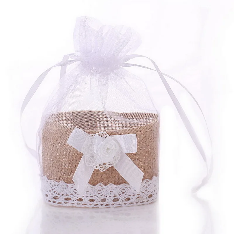 Bohemia Style Bags Burlap Wedding Candy Bag Jute Custom Size Accepted Packaging Paper Box Print Durable,rope Handle Flower HXD