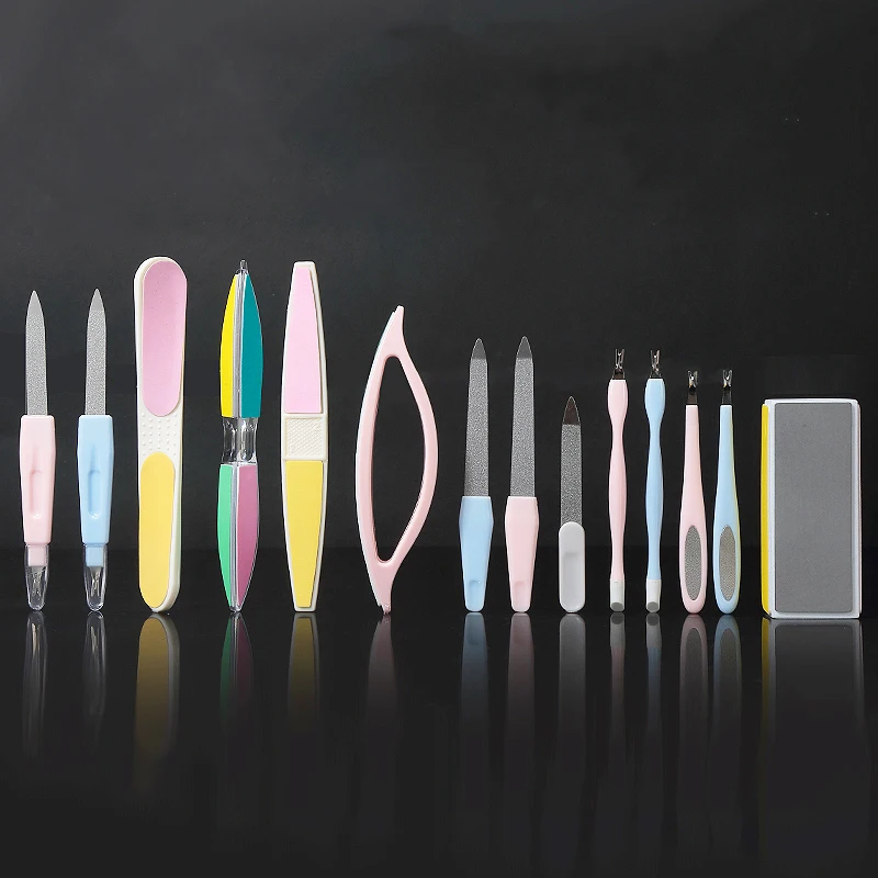 Wholesale Many Style Plastic Nail File And Buffer Custom Logo Salon Nail Care Dead Skin Remover Fork Portable Manicure Pedicure