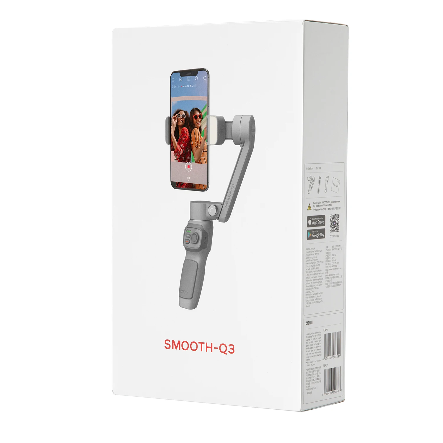  ZHIYUN Q3 карданный 3-осевой селфи-Палка с портативный монопод шарнирным замком Smooth мобильный шарнирный стабилизатор для камеры GoPro выравнивающим светом