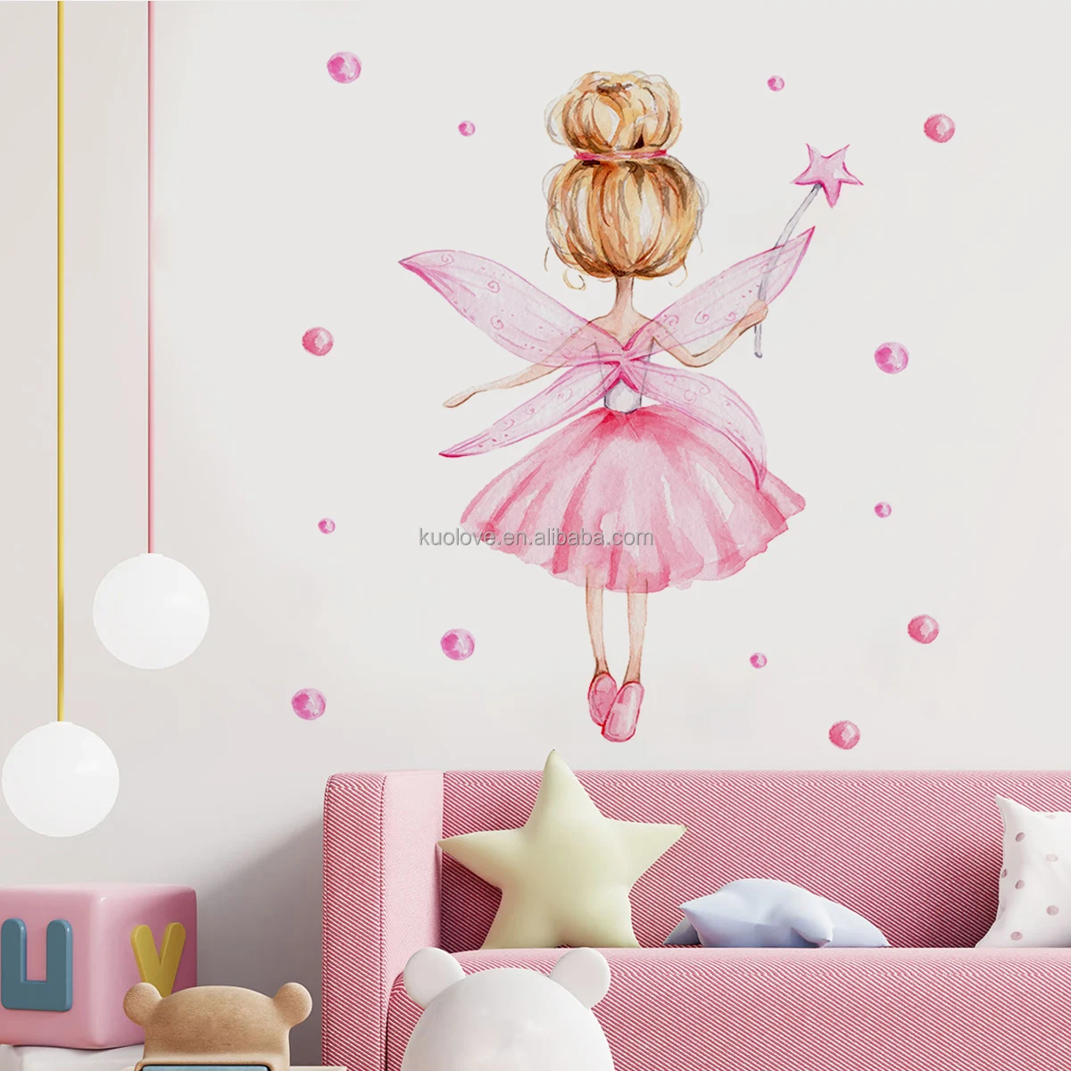 Butterfly wings elegant girl Princess Wall stickers Living room children bedroom decorative wallpaper self-adhesive stickers