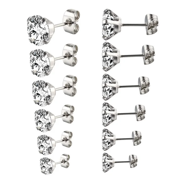 Fashion Unisex Women Men Stainless Steel Barbell Boy Stud Earring Piercing Jewelry Men Earring Set