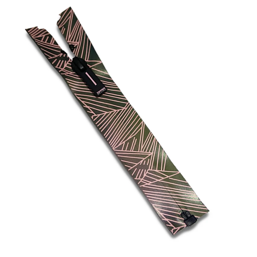 High Quality Printing Pattern With Long Metal Pulls Open-end Auto Lock Pink Waterproof Zipper