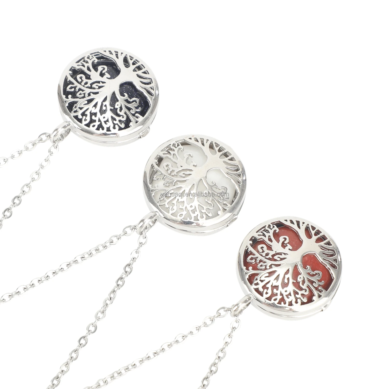 Wholesale tree of life Stone Pendant European and American Style Crystal Pendant Necklace
