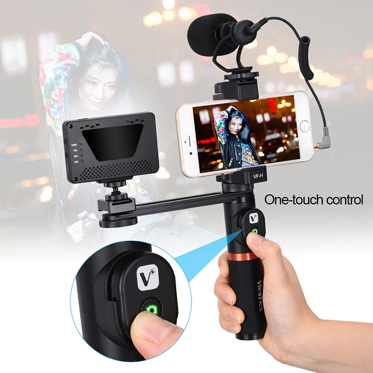 Factory Price VF-H6 Movie Youtube Use Smartphone Stabilizer with Video Led Light and Microphone