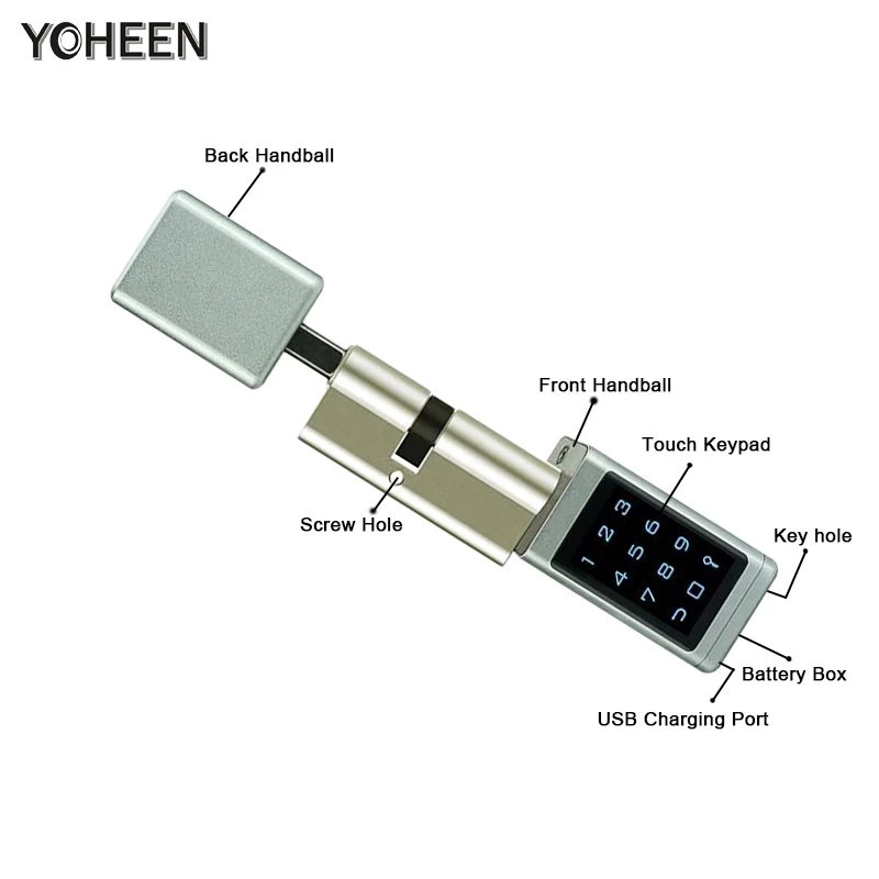 YOHEEN Security Euro Standard TTlock Alexa Google Home WiFi Electronic Password Key Card Smart Cylinder Door Lock