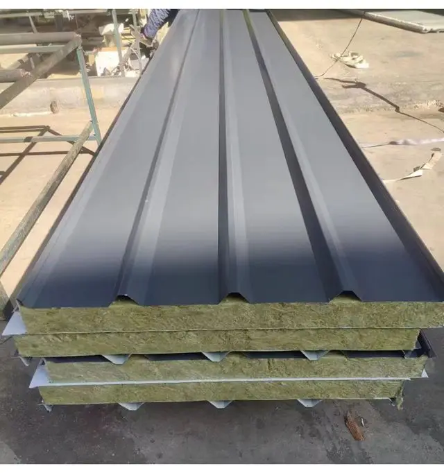 Waterproof Rock Wool Sandwich Panel Wall High Density Rock Wool Sandwich Panel Heat Insulation Rock Wool Insulation Panel