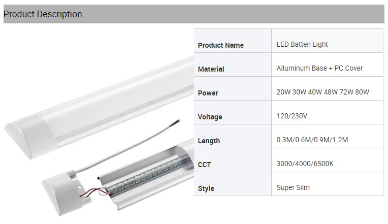 9w 18w 25w 36w led batten linear light