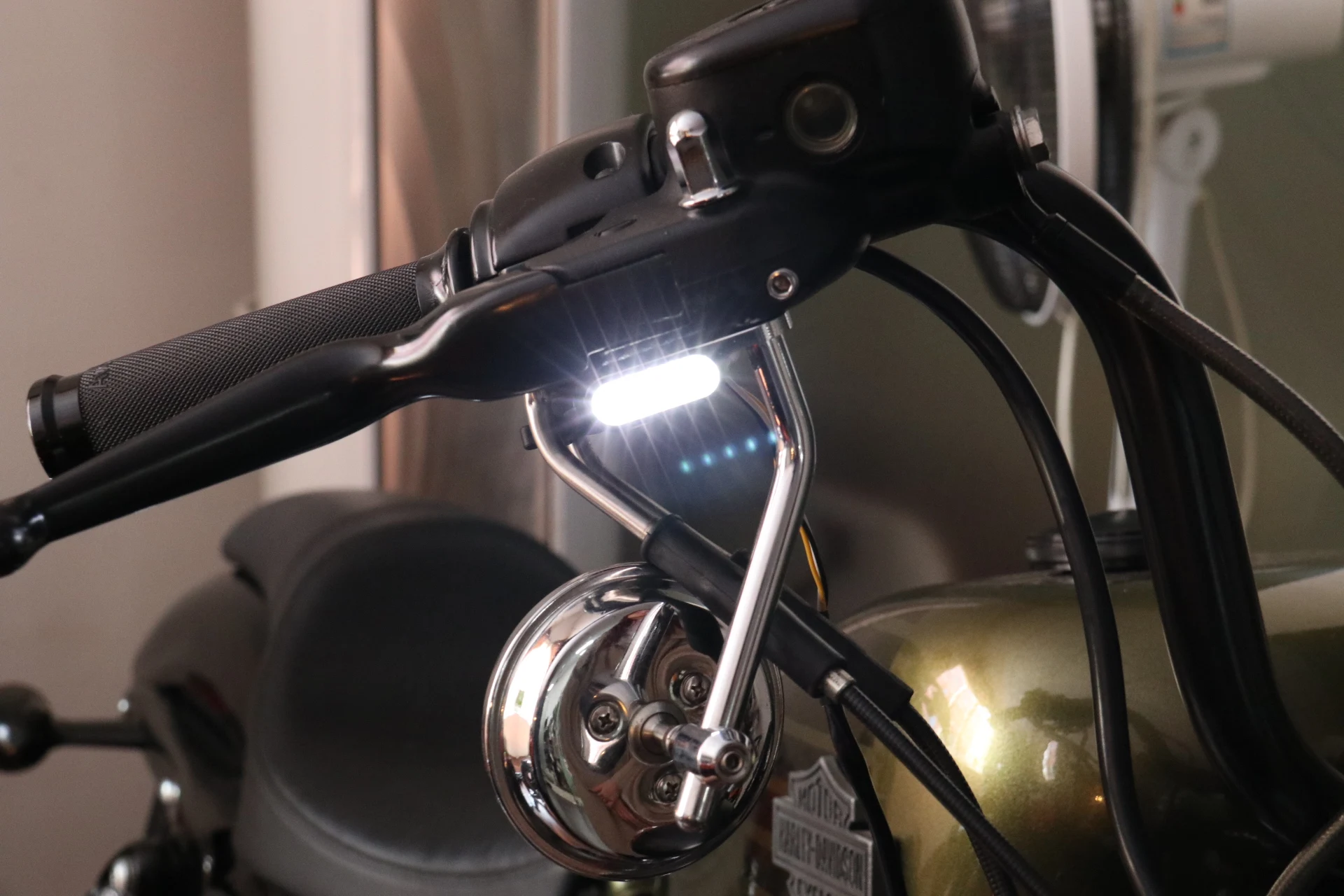 2x Motorcycle Parts Mini 8mm Handlebar LED Turn Signals Indicators Blinker Lamp Custom Cruiser Chopper Cafe Racer Touring