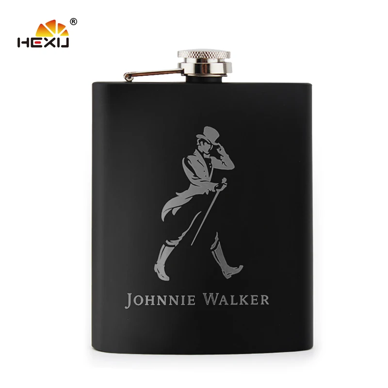 
7oz stainless steel food grade anti rust johnny walker whisky hip flask 