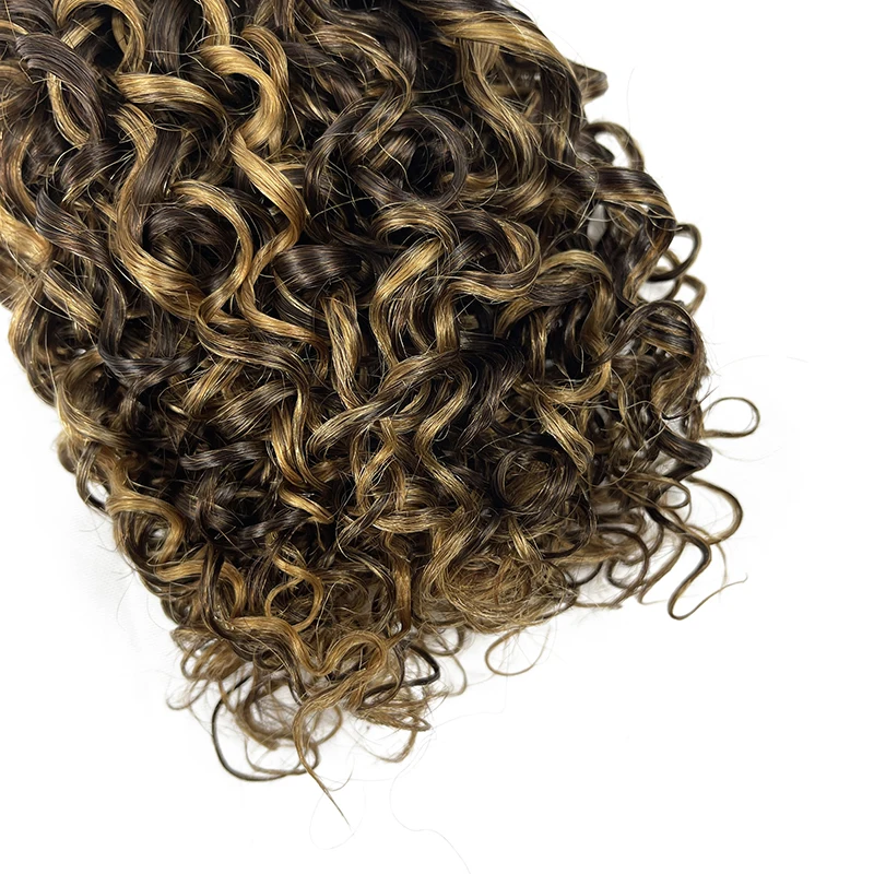 P4/27 highlighted human hair bundle pixie curl for black women,funmi styles brazilian hair dubai closure