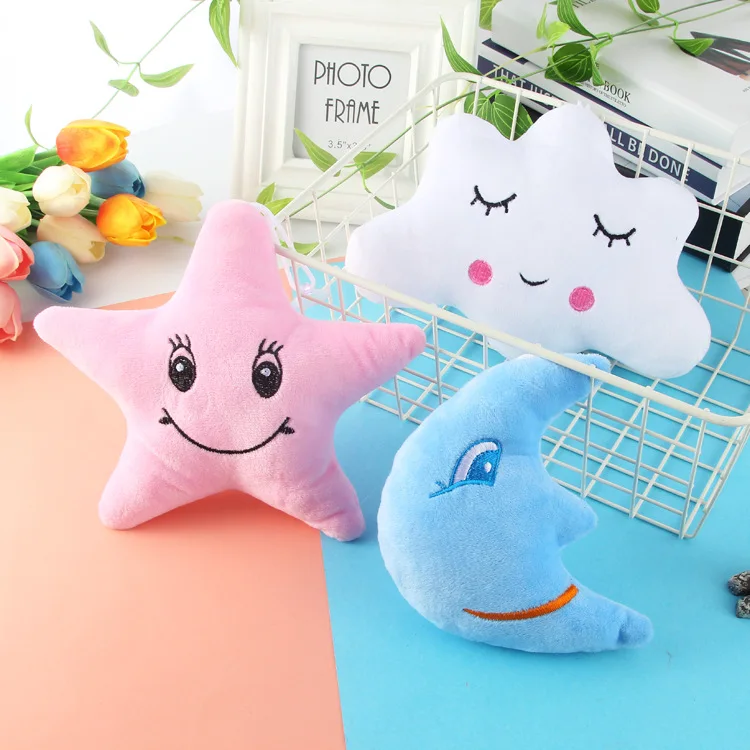 Wholesale stars moon clouds facial expressions figurines cute Stuffed toy girls pillows white clouds dolls
