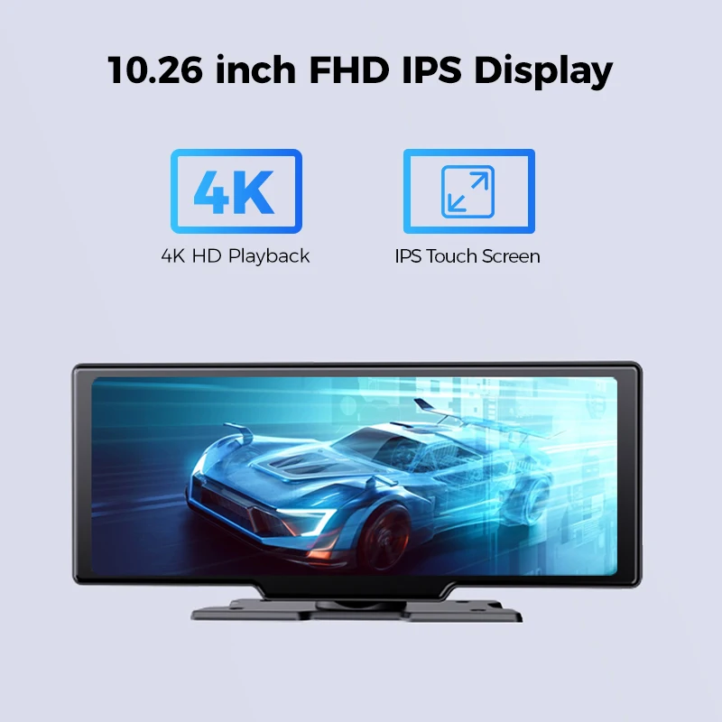 10.26 Inch Universal Car Player Portable Display With DVR Support Wireless Carplay and Android Auto Suit for All Kind Vehicles