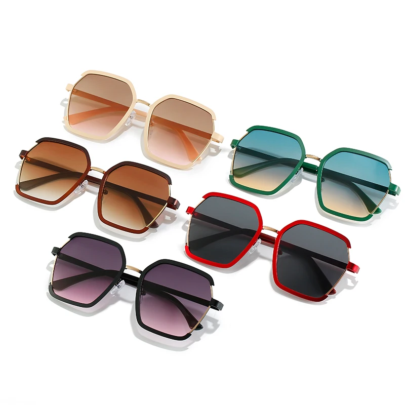 L9004 high fashion colorful polygonal oversized sunglasses custom logo luxury brand designer women sun shades sunglasses