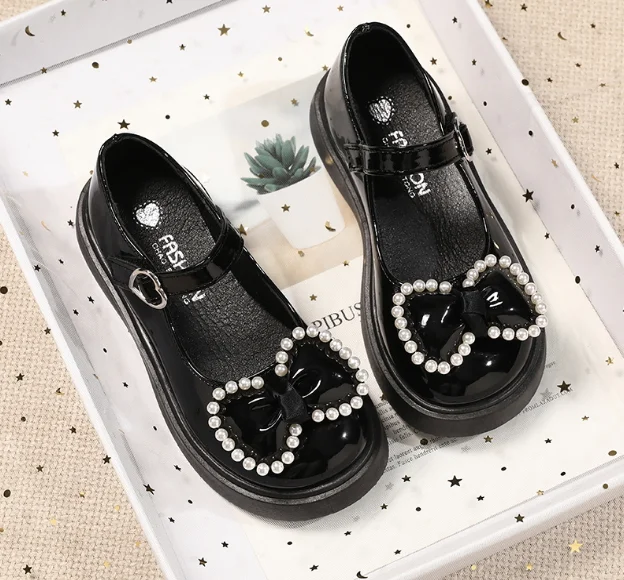 CUSTOM British Style Wholesale Children Teenagers Boy Girl Party Formal School Black Kids Leather Dress Shoes