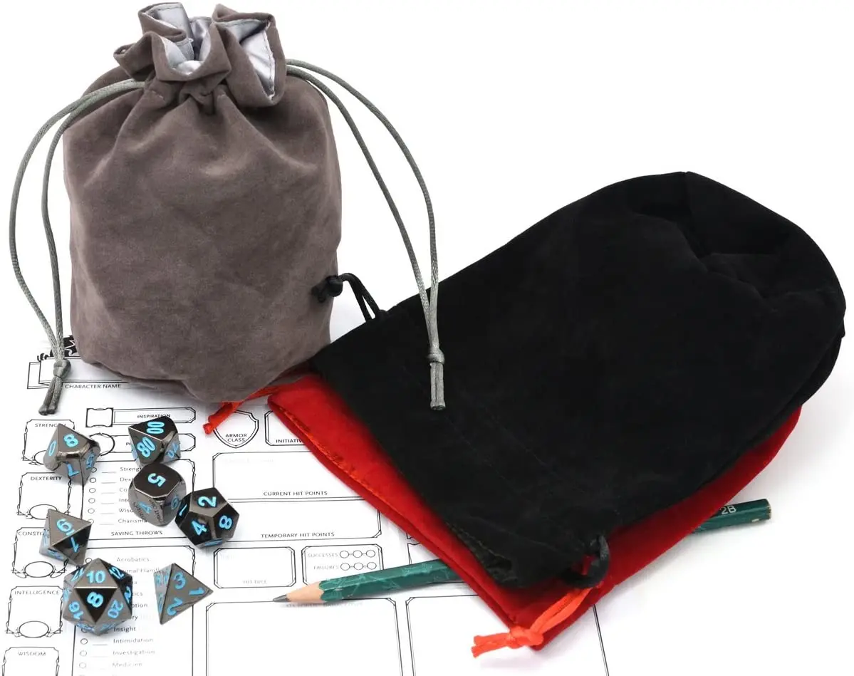 Custom Logo Round Bottom Satin Liner Drawstring Velvet Dice & Jewelry Pouches