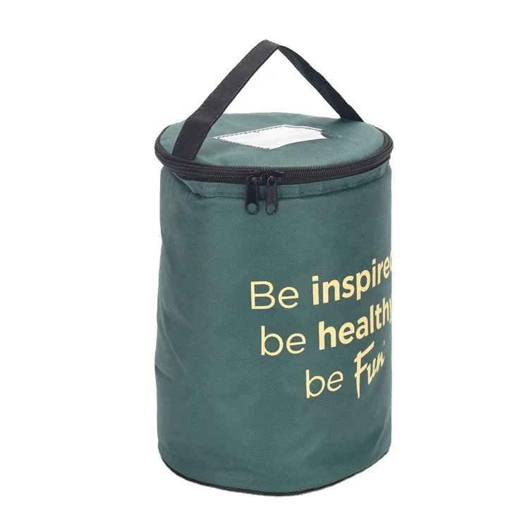 Reusable Refrigerated Cooler Bags 12 Can Cooler Bag Supermarket Round Beer Can Cooler Bag with Ice Pack Insulated Food